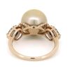 14K Rose Gold, Cultured South Sea Pearl, Blue Sapphire and Diamond, Vintage Style Ring - 4