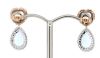 14K Rose/White Gold, Aquamarine and Diamond, Double Drop Halo Earrings - 3