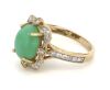 14K Yellow Gold, Jade and Diamond, Antique Style Halo Ring - 2