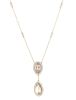 14K Yellow Gold, Morganite and Diamond, Double Drop Halo Pendant Necklace - 2