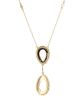 14K Yellow Gold, Morganite and Diamond, Double Drop Halo Pendant Necklace - 4