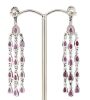 14K White Gold, Ruby and Diamond, Chandelier Style Drop Earrings - 3