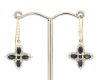 14K Yellow Gold, Blue Sapphire and Diamond, Decorative Drop Earrings