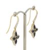 14K Yellow Gold, Blue Sapphire and Diamond, Decorative Drop Earrings - 2