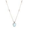 14K Rose Gold, Aquamarine and Diamond, Heart Shaped Pendant Necklace - 2