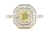 14K Yellow Gold, Fancy Yellow Diamond, Double Halo Ring