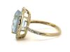 14K Yellow Gold, Aquamarine and Diamond, Halo Ring - 2