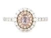 14K White/Rose Gold, Pink Diamond, Double Halo Ring