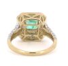 14K Yellow Gold, 0.70ct Colombian Emerald and Diamond, Double Halo Ring - 3