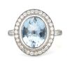 14K White Gold, Aquamarine and Diamond, Halo Ring