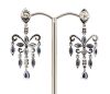 14K White Gold, Blue Sapphire and Diamond, Chandelier Style Earrings - 3