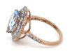 14K Rose Gold, Aquamarine and Diamond, Double Halo Ring - 2