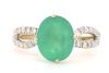 14K Yellow Gold, 2.60ct Colombian Emerald and Diamond, Twist Band Ring