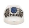 14K White Gold, Blue Sapphire and Diamond, Gents Ring - 2