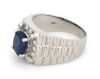 14K White Gold, Blue Sapphire and Diamond, Gents Ring - 3