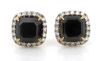 14K Yellow Gold, Fancy Black Diamond, Halo Stud Earrings