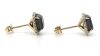 14K Yellow Gold, Fancy Black Diamond, Halo Stud Earrings - 2