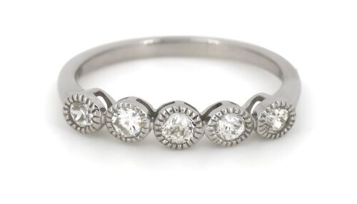 14K White Gold and Diamond, Band Ring