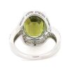 14K White Gold, Green Tourmaline and Diamond, Halo Ring - 3