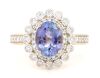 14K Yellow Gold, Tanzanite and Diamond, Double Halo Ring