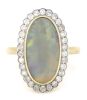 14K Yellow Gold, Coober Pedy Opal and Diamond, Halo Ring