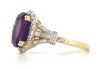 14K Yellow Gold, Amethyst and Diamond, Halo Ring - 2