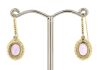 14K Yellow Gold, Pink Sapphire and Diamond, Halo Drop Earrings - 3