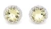 14K White Gold, Heliodor and Diamond, Halo Stud Earrings