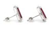 14K White Gold, Ruby and Diamond, Marquise Halo Stud Earrings - 2