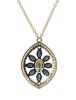 14K Yellow Gold, Blue Sapphire and Diamond Necklace - 4