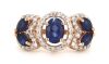 14K Yellow Gold, Blue Sapphire and Diamond, Trilogy Style Ring