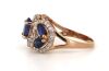 14K Yellow Gold, Blue Sapphire and Diamond, Trilogy Style Ring - 2