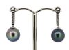 14K White Gold, Black Tahitian Pearl and Diamond, Drop Earrings - 2