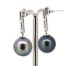 14K White Gold, Black Tahitian Pearl and Diamond, Drop Earrings - 3