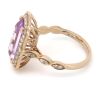 14K Rose Gold, Kunzite and Diamond, Decorative Halo Ring - 2