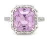 14K White Gold, 8.43ct Kunzite and Diamond, Halo Ring