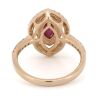 14K Rose Gold, Ruby and Diamond, Marquise Double Halo Ring - 3