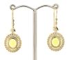 14K Yellow Gold, Heliodor and Diamond, Antique Style Halo Drop Earrings - 3