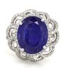 14K White Gold, 10.16ct Tanzanite and Diamond, Cocktail Halo Ring