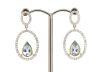 14K Yellow Gold, Aquamarine and Diamond, Double Hoop Drop Earrings