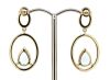 14K Yellow Gold, Aquamarine and Diamond, Double Hoop Drop Earrings - 3