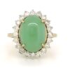 14K yellow Gold, 6.31ct Jadeite and Diamond, Antique Style Halo Ring