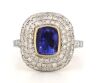 14K White/Yellow Gold, Tanzanite and Diamond, Triple Halo Ring