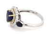 14K White Gold, Blue Ceylon Sapphire and Diamond, Heart Double Halo Statement Ring - 3