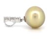 14K White Gold, Golden Cultured South Sea Pearl and Diamond, Drop Pendant - 2