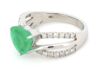 14K White Gold, 1.71ct Colombian Emerald and Diamond, Split Band Heart Ring - 2