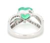 14K White Gold, 1.71ct Colombian Emerald and Diamond, Split Band Heart Ring - 3