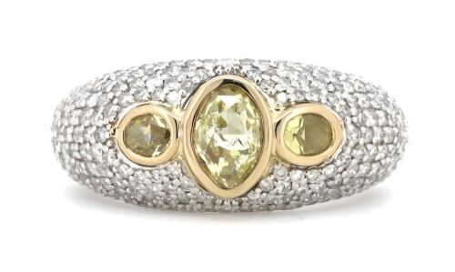 14K White/Yellow Gold and Diamond, Trilogy Cluster Ring