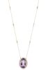 10K Rose Gold, Amethyst and Diamond, Halo Pendant Necklace - 2