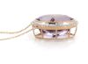 10K Rose Gold, Amethyst and Diamond, Halo Pendant Necklace - 3